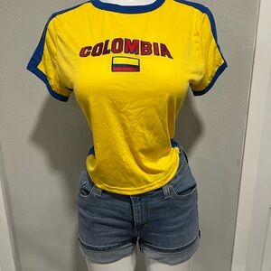 Yellow and Blue Women's Top